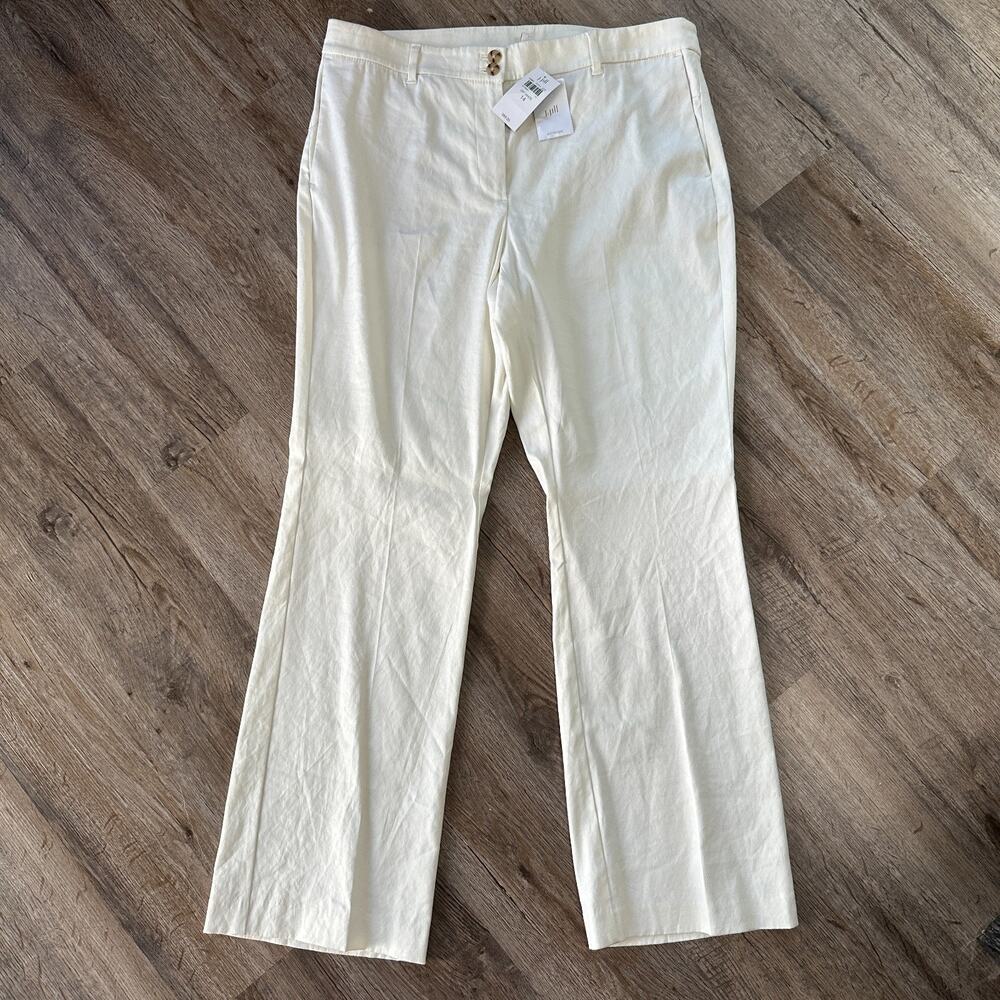 NWT J. Jill Dress Pants Size 14 Linen Slacks Cream Off White Business